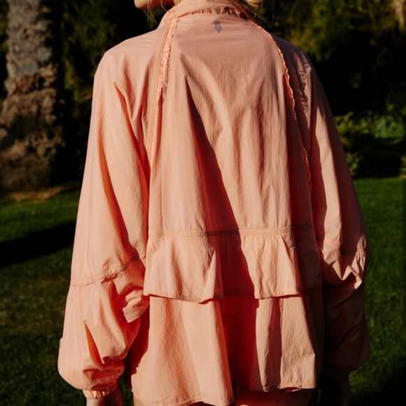 FP NWT Namaslay Peachy Lace Ruffle Coquette Cottagecore Windbreaker Coat Jacket - Picture 3 of 16